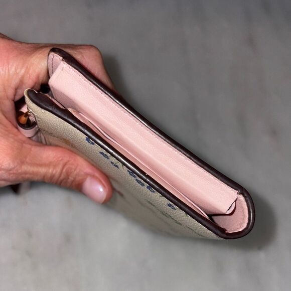 Coach Wallet Wristlet Floral Wildflower Saffiano Leather Phone Case Clutch Pink - Picture 10 of 16